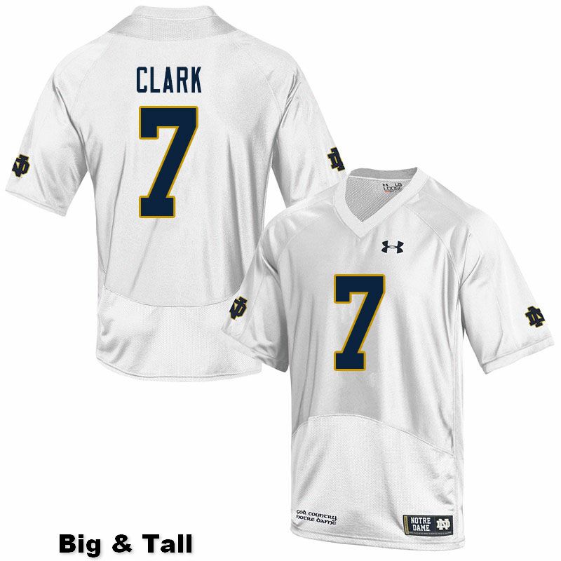 Men's NCAA Notre Dame Fighting Irish #7 Brendon Clark Stitched College Under Armour Authentic White Big & Tall Football Jersey OH10Z33CI